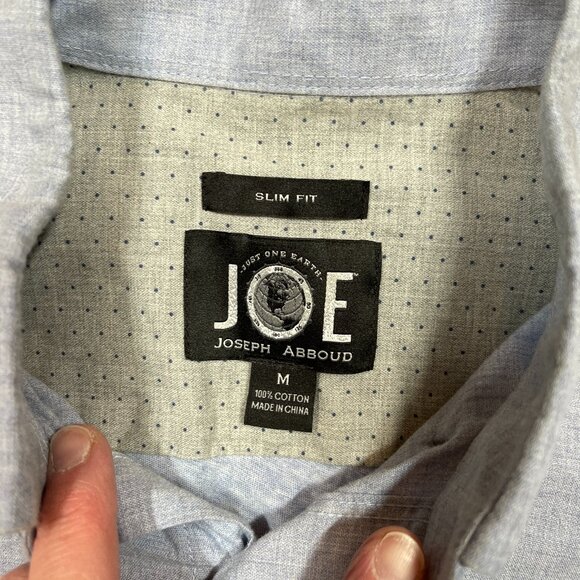 JOE Joseph Abboud Blue Long Sleeve Button Down Cotton Front Knit Back size M - Picture 2 of 4